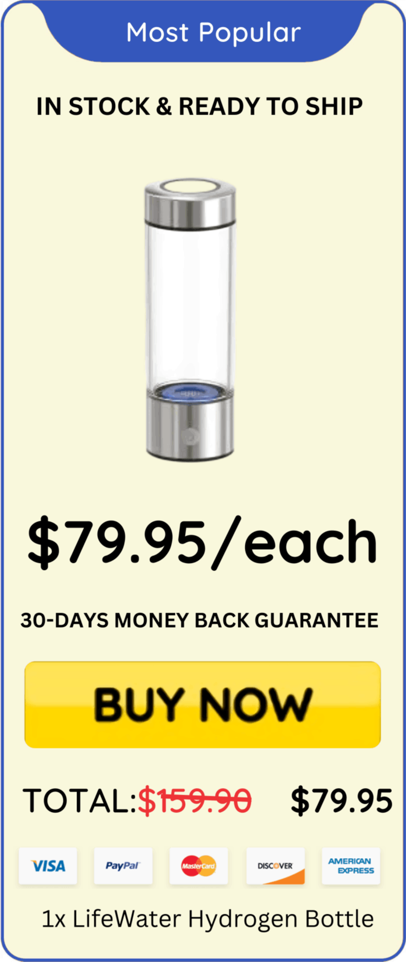 1x LifeWater Hydrogen Bottle